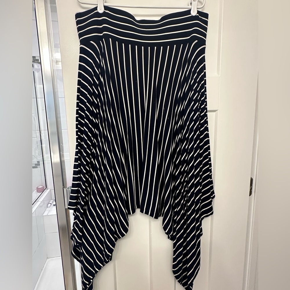 Navy and White Striped Women's Skirt